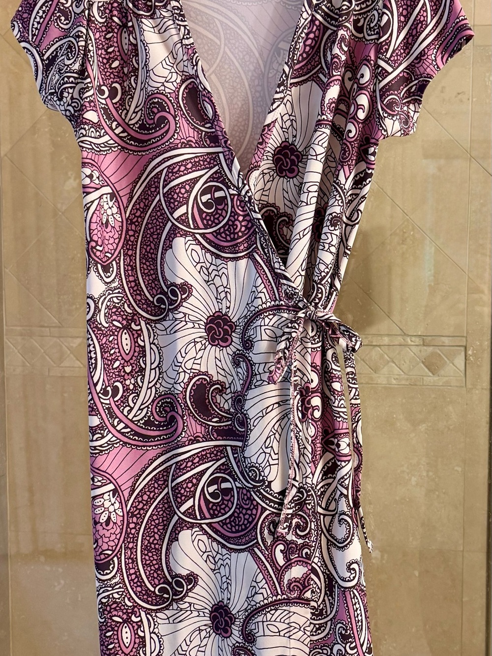 Athleta Pink and Purple Paisley Wrap Dress